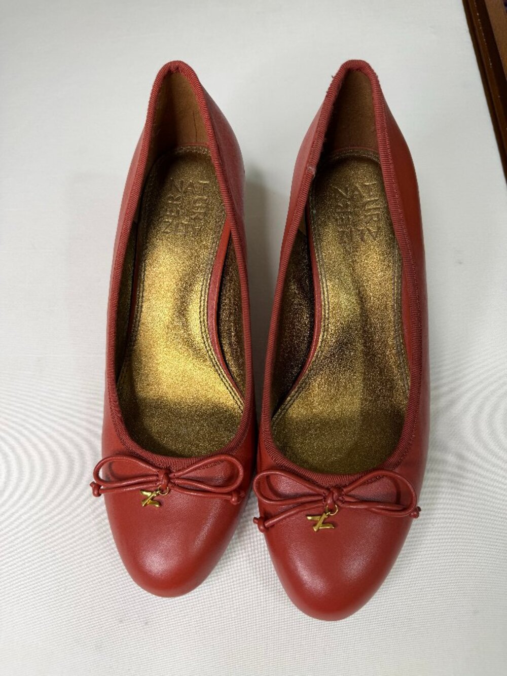 Naturalizer Coral Red Block Heel Pumps with Bow Detail Size 8W